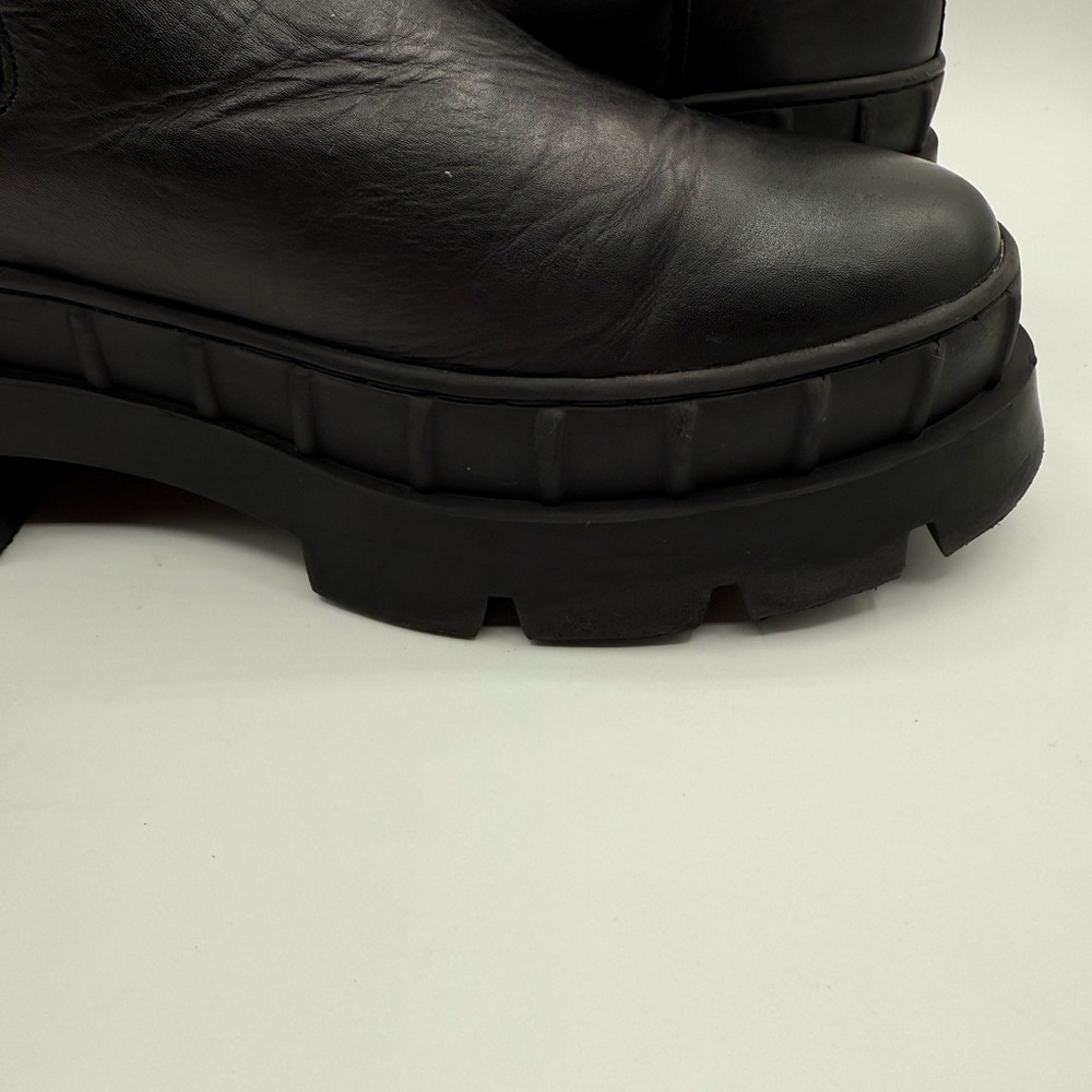 Steve Madden Barclay Black Leather Pull On Rounded Toe Chunky Ankle Boot Size 8 - Picture 12 of 16